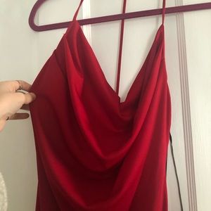 Red Slinky Cowl Dress